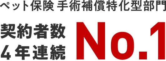 ペット保険手術補償特化型部門契約者数4年連続No.1